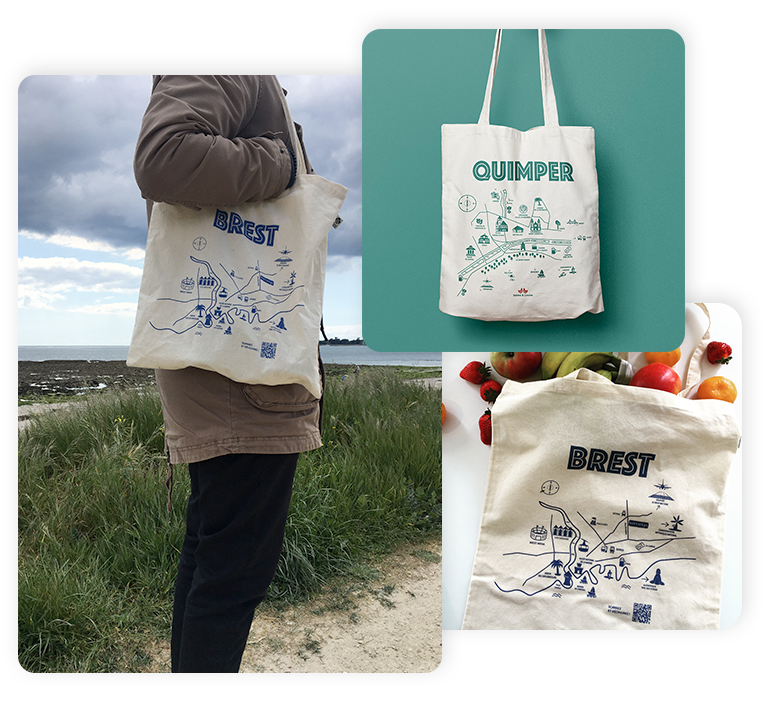 tote-bag bio avec carte de ville personnalisé