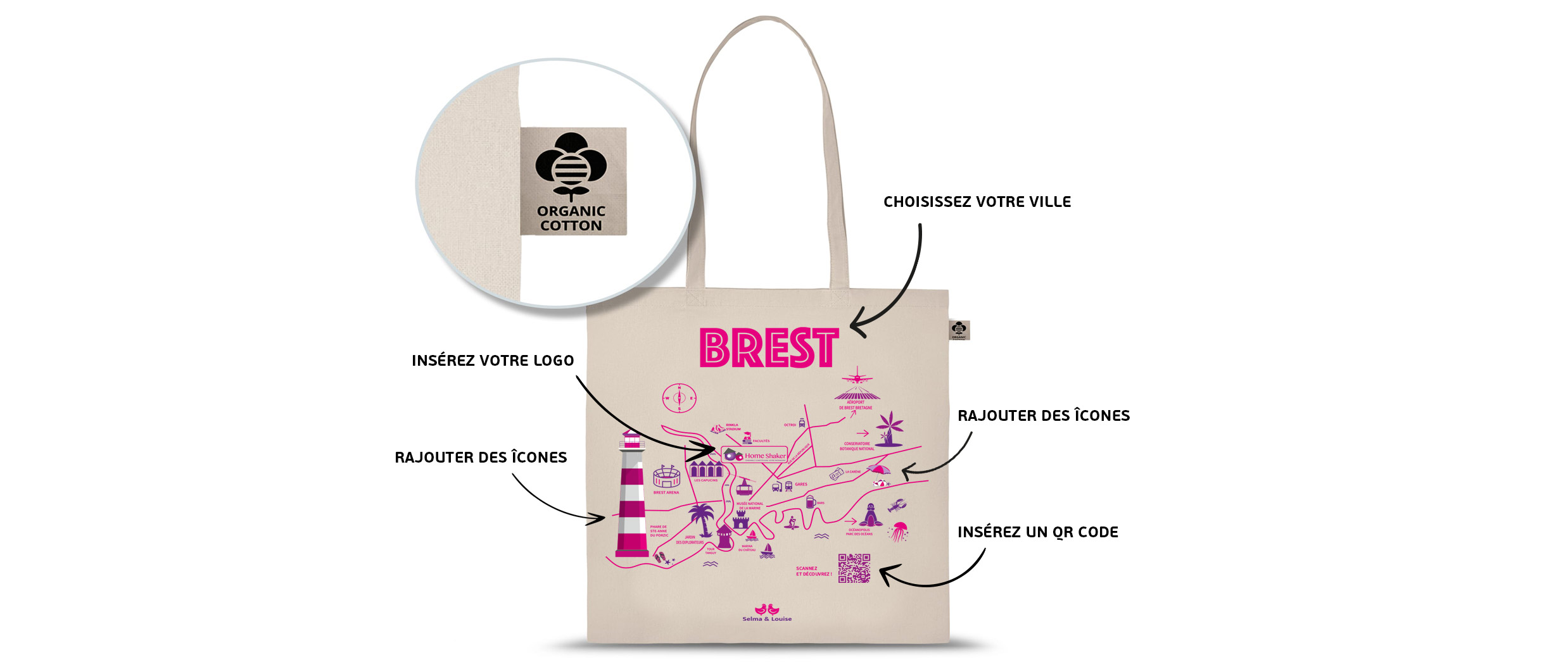 sac mariage tote-bag bio made in France