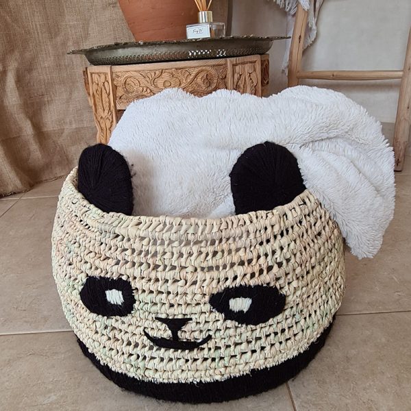 panier de rangement raphia pour chambre enfant panda